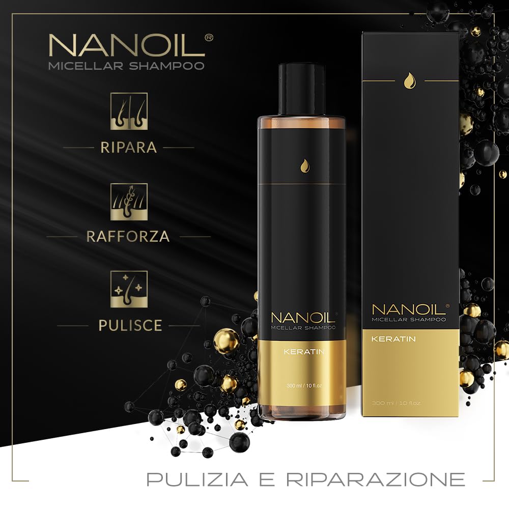 Nanoil Shampoo Micellare Cheratina 300 ml Riparatore