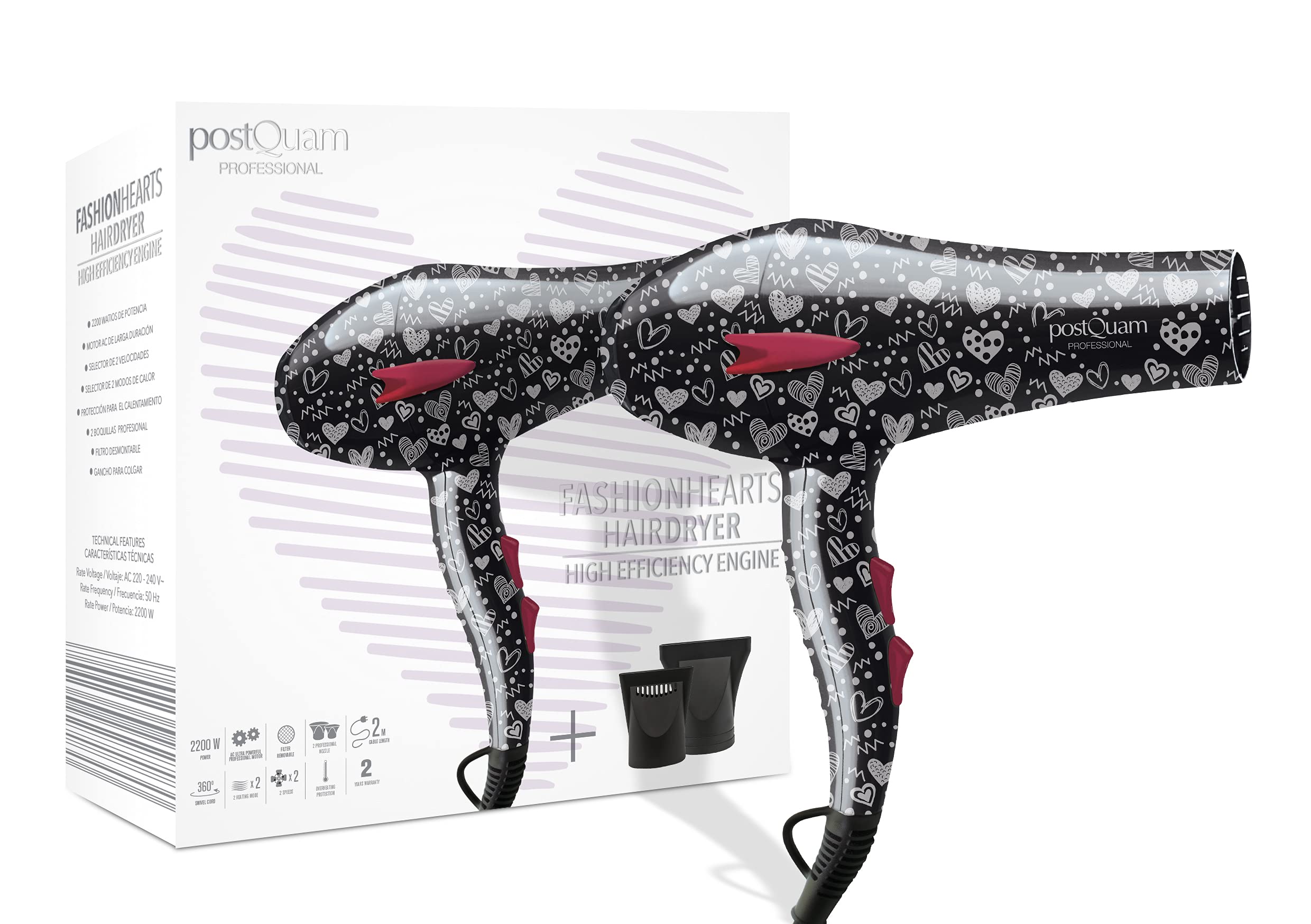Postquam Lovely Style asciugacapelli phon 2200W ionico
