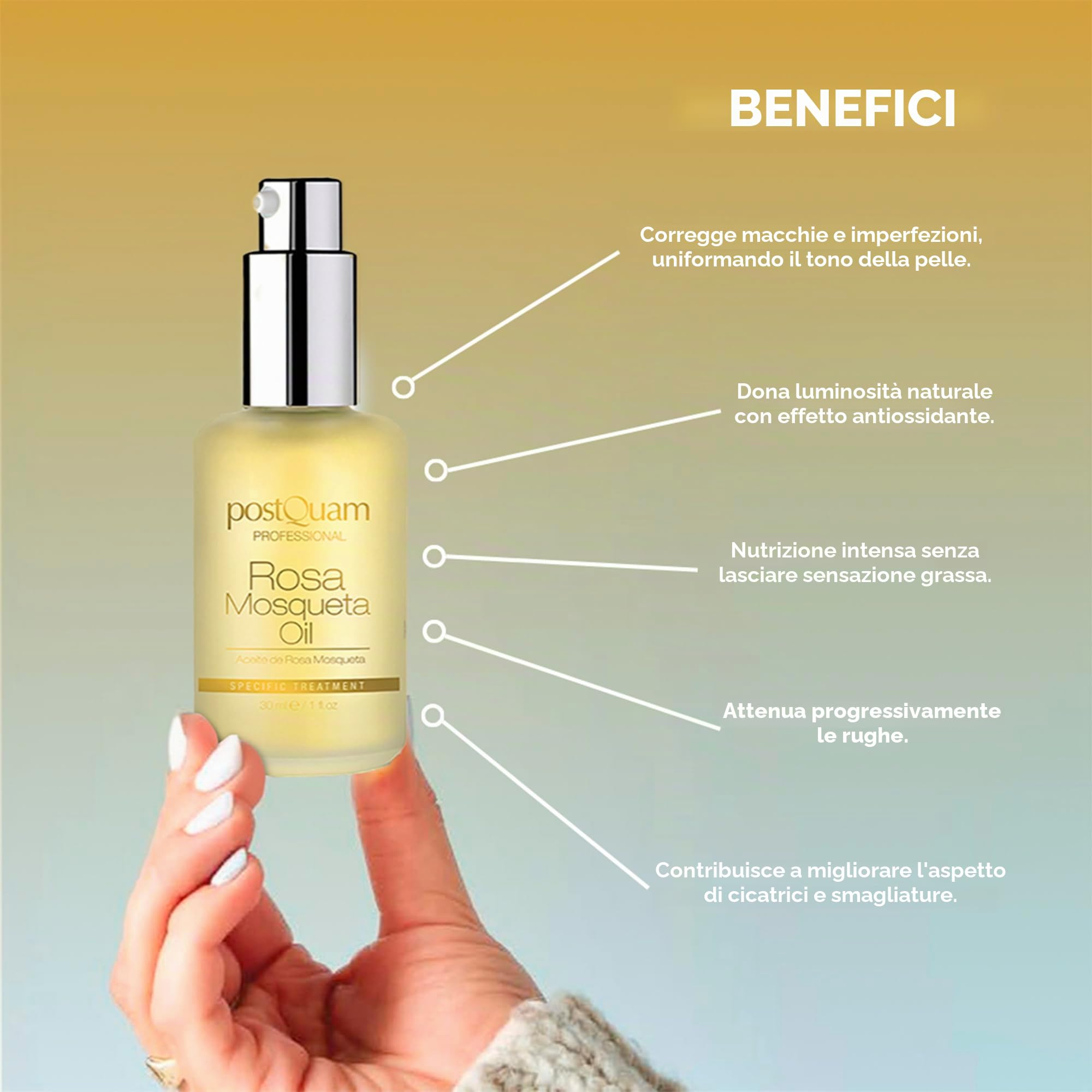 Postquam Rosa Mosqueta Olio Viso 30 ml Omega 3 e 6