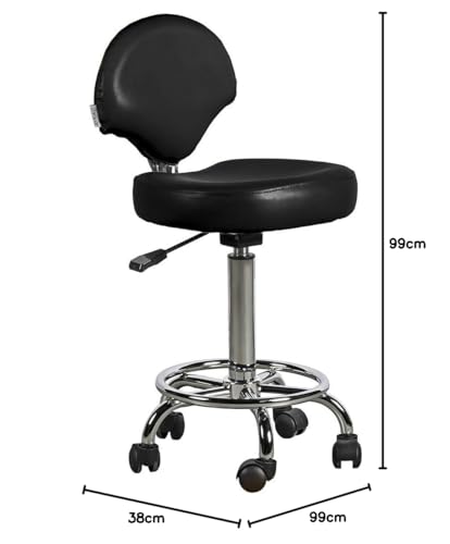 Italian Design Ferrara Sgabello parrucchiere nero con ruote