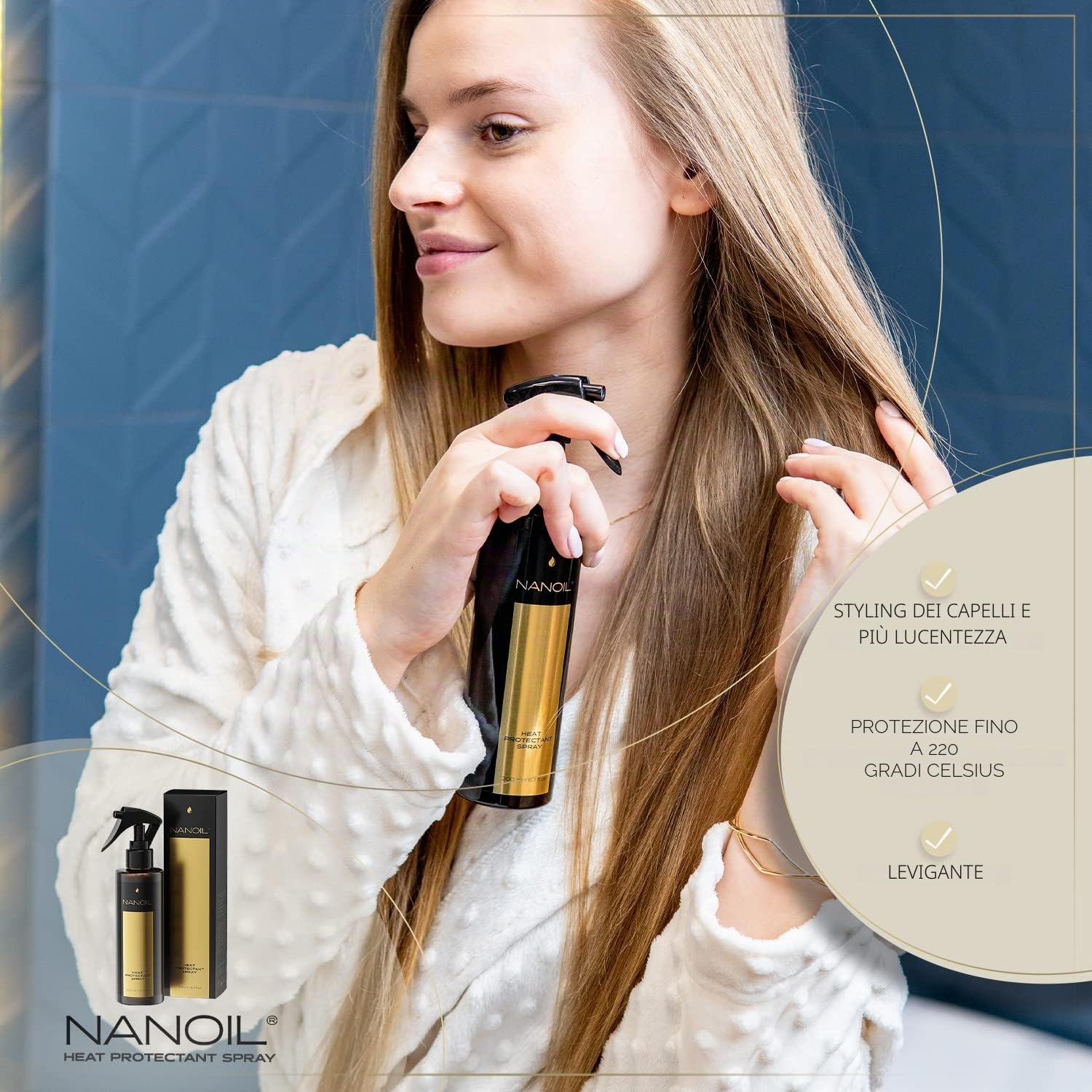 Nanoil Styling Spray Termoprotettore Capelli 200 ml Proteine Seta