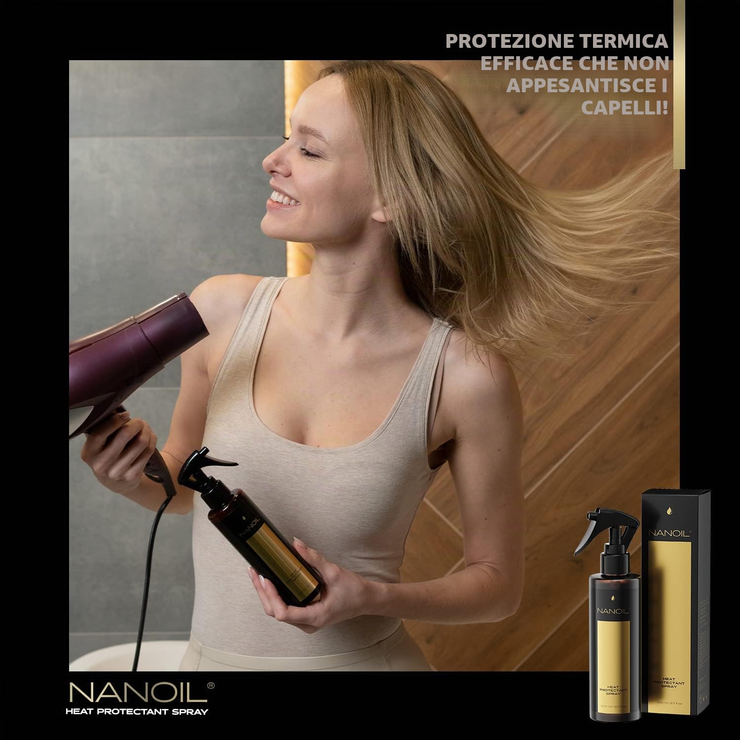 Nanoil Styling Spray Termoprotettore Capelli 200 ml Proteine Seta