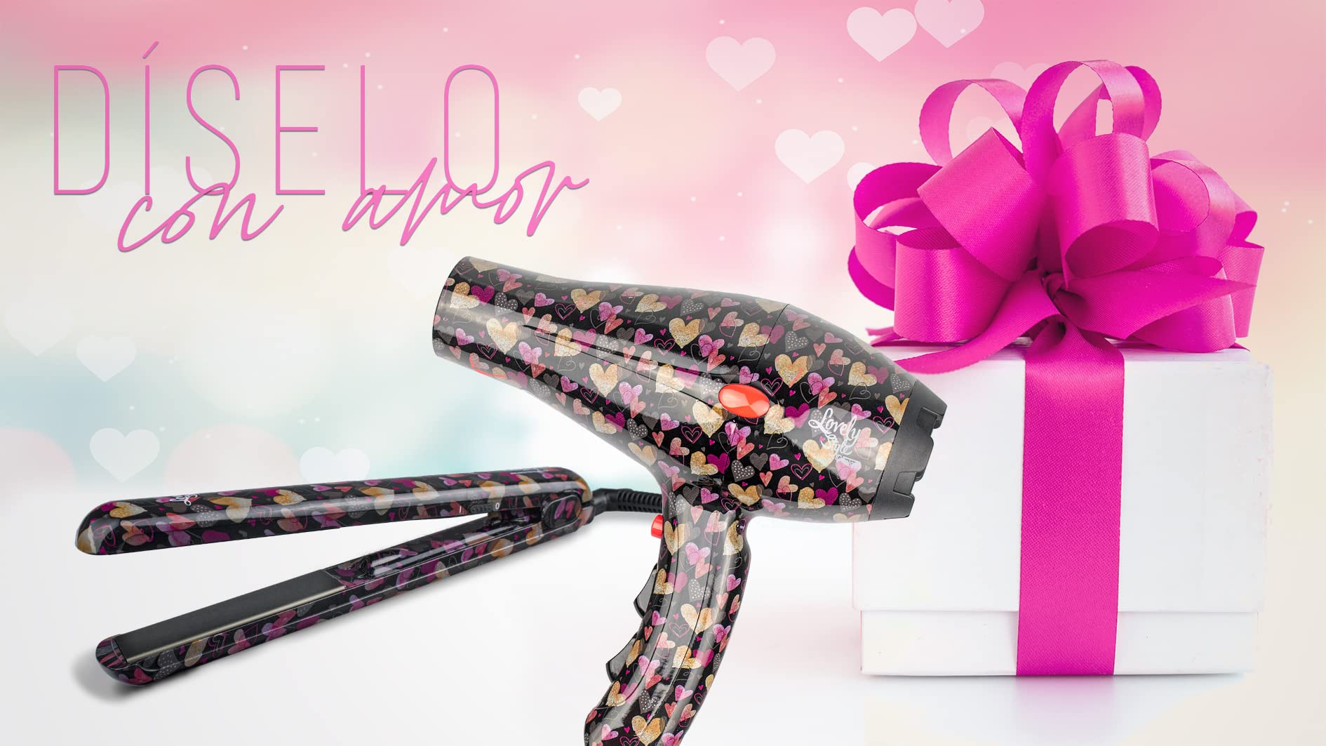 Postquam Lovely Style set phon + piastra cuori donna
