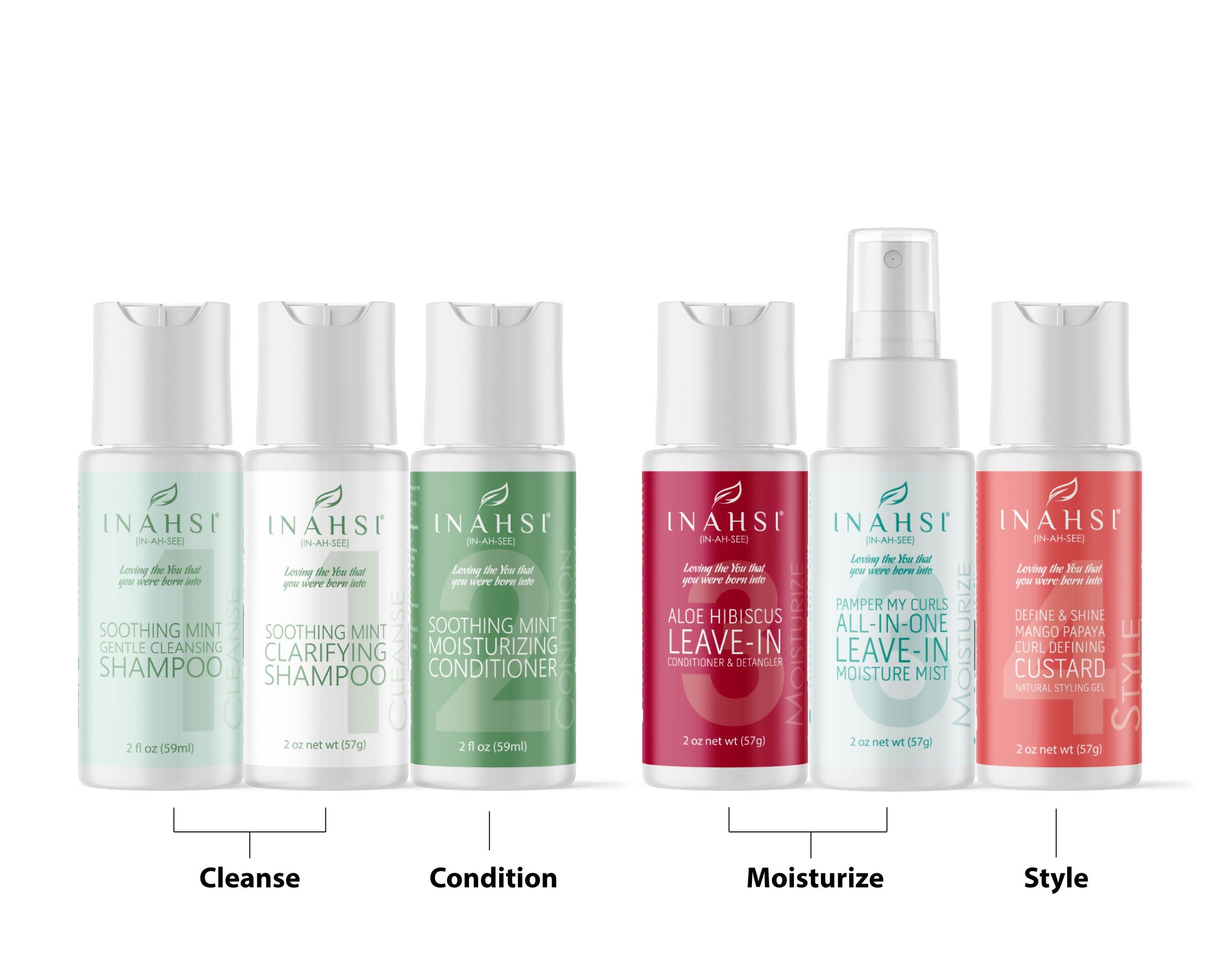 Inahsi Bundles Salon Pro Sample Collection kit capelli 2oz menta