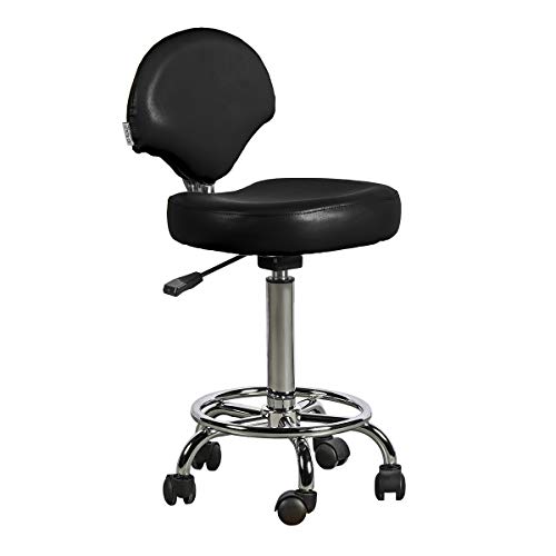 Italian Design Ferrara Sgabello parrucchiere nero con ruote