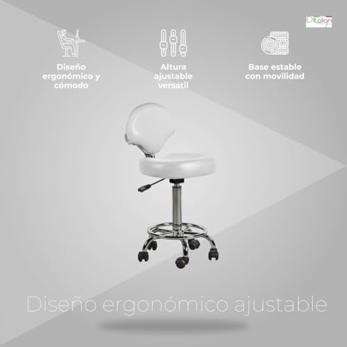 Italian Design Ferrara Sgabello Parrucchiere Bianco Regolabile
