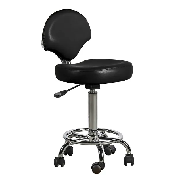 Italian Design Ferrara Sgabello parrucchiere nero con ruote