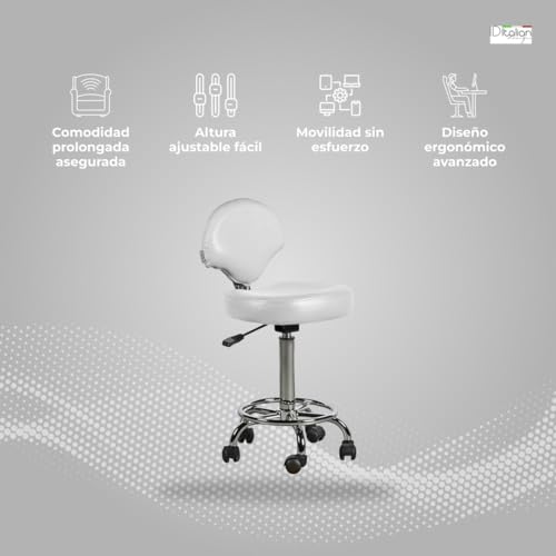 Italian Design Ferrara Sgabello Parrucchiere Bianco Regolabile