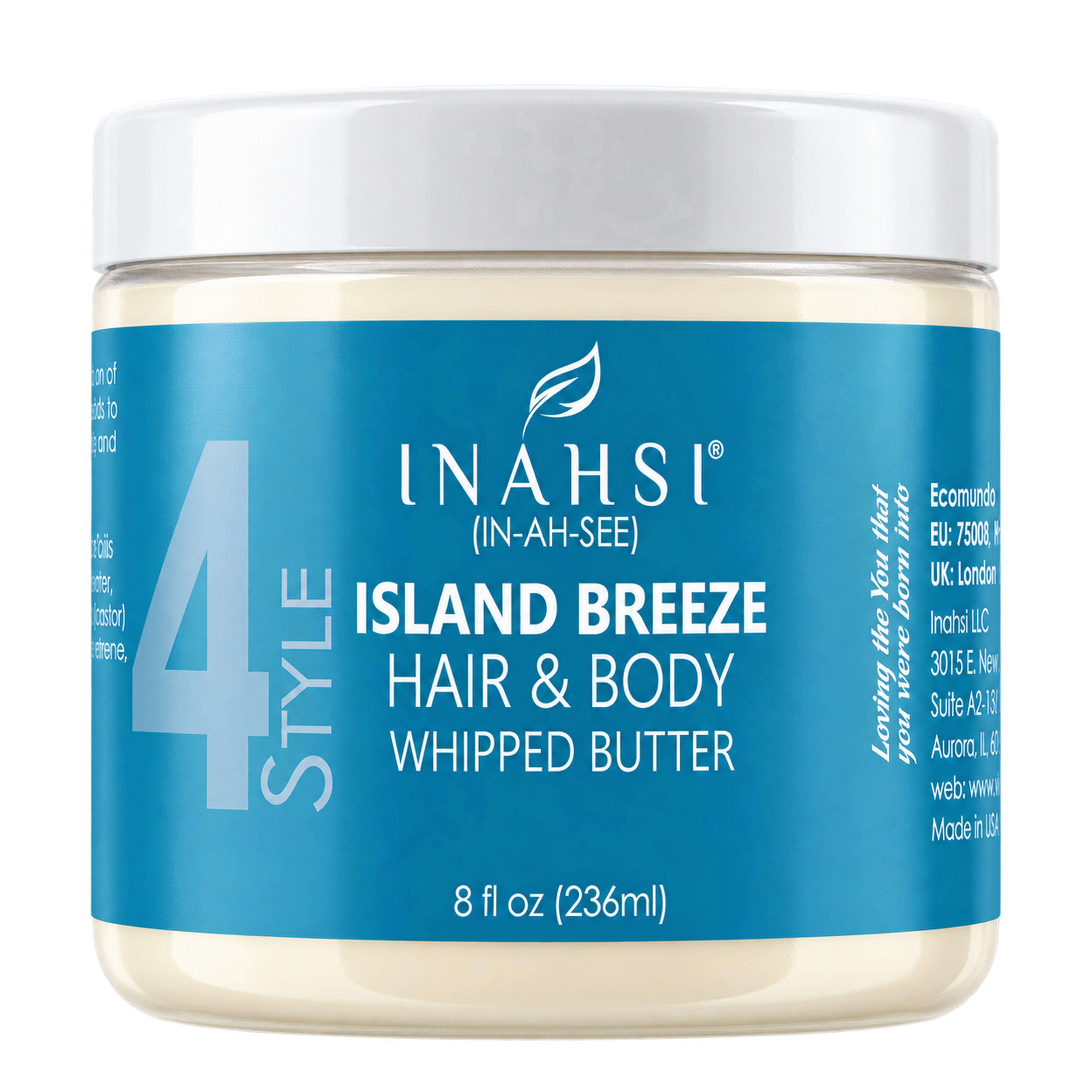 Inahsi Island Breeze Burro Montato Capelli e Corpo 8 oz Mango Karitè