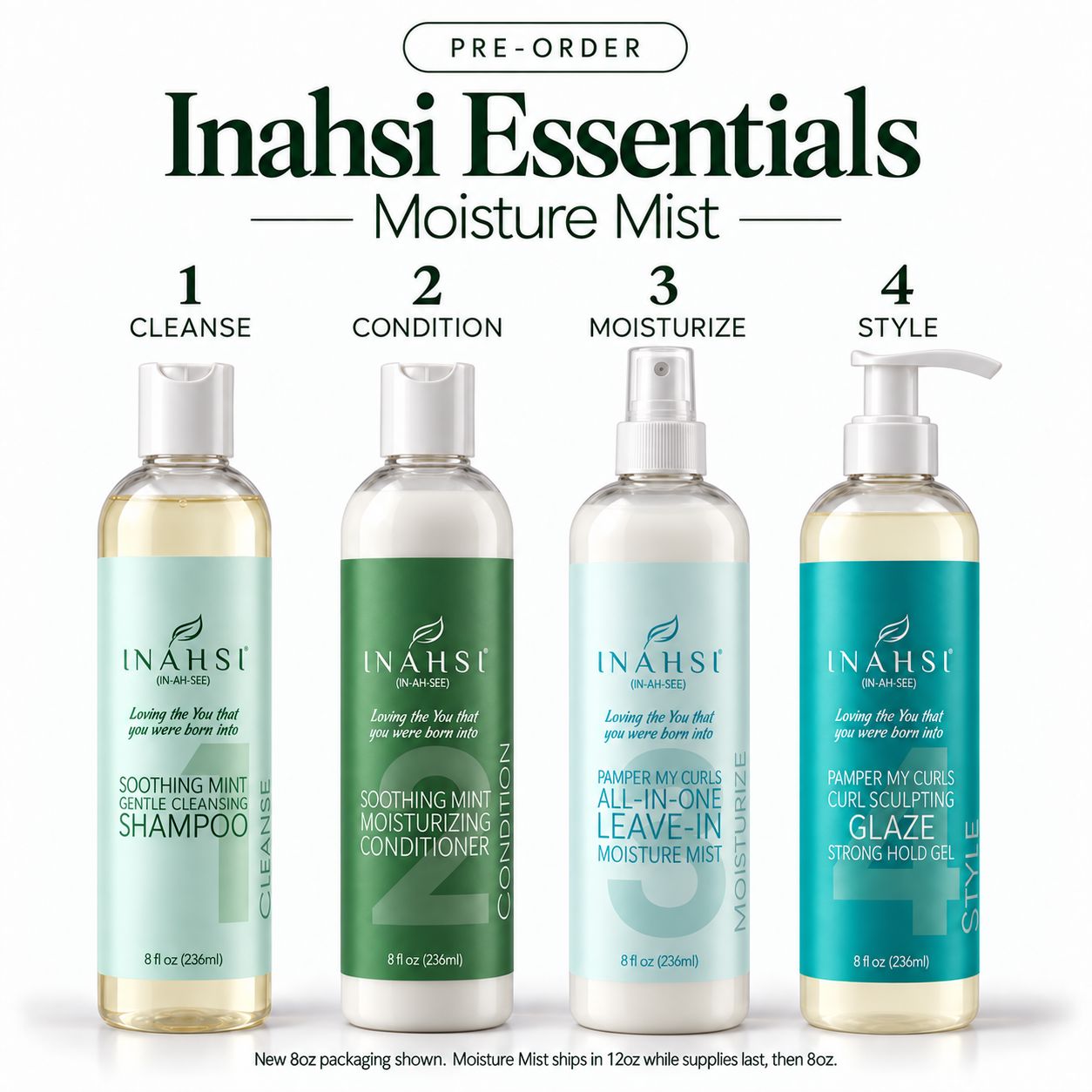 Inahsi Essentials Moisture Mist kit ricci 4 pezzi leggero