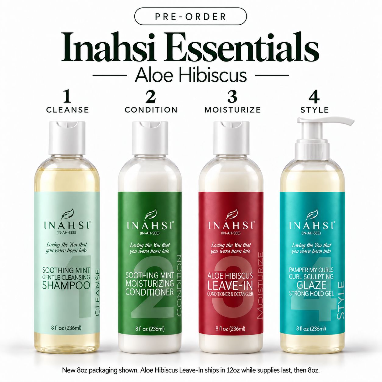 Inahsi Essentials Aloe Hibiscus kit ricci 4 pezzi idratante
