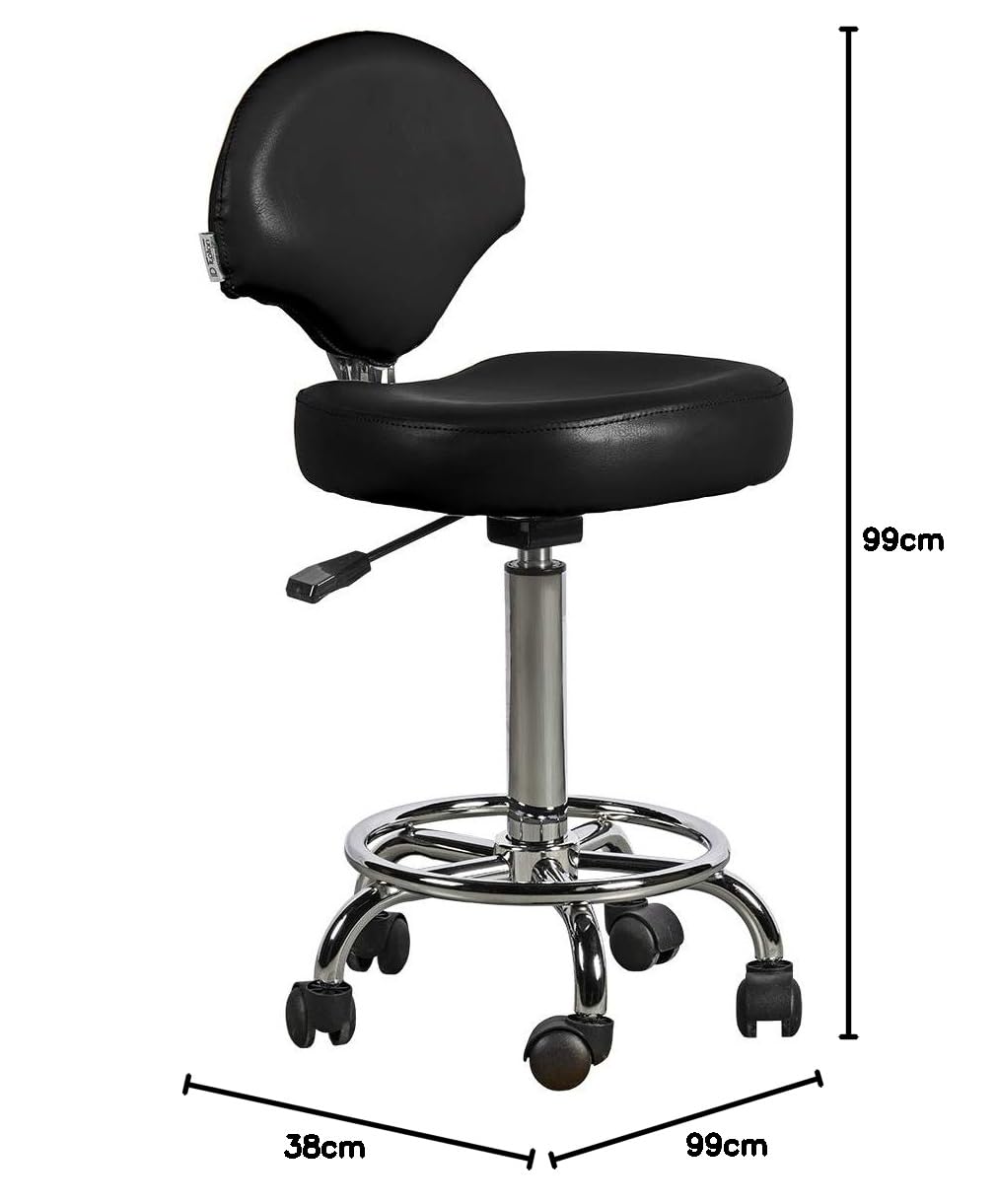 Italian Design Ferrara Sgabello parrucchiere nero con ruote